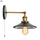 Axyaa Gold Industrial Wall Lamp with Pull Chain Switch and LED Lighting