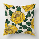 Yellow Roses Floral Pattern Pillow Cover by Axyaa for Sofa, Bedroom, Car