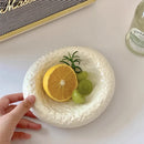 Axyaa Stone Patterned Ceramic Serving Plate for Molecular Cuisine and Restaurant Tableware