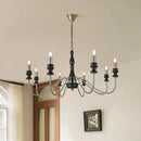 Axyaa Retro Style Chandelier: Black Gold Silver Metal Dark Wood Pendant Light