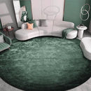 Axyaa Green Plush Round Carpet for Modern Minimalist Home Decor