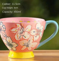Hand-painted Ceramic Oatmeal Mug, Large Capacity Tea & Coffee Cup by Axyaa