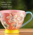 Hand-painted Ceramic Oatmeal Mug, Large Capacity Tea & Coffee Cup by Axyaa