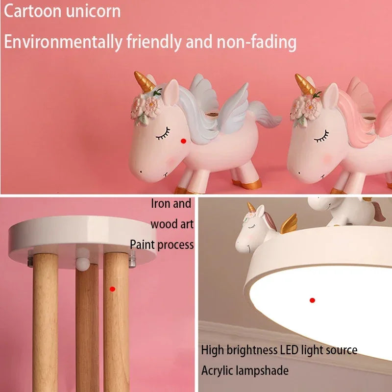 Axyaa Unicorn LED Bedroom Lamps for Kids' Room - Cute Resin Cartoon Lanterns