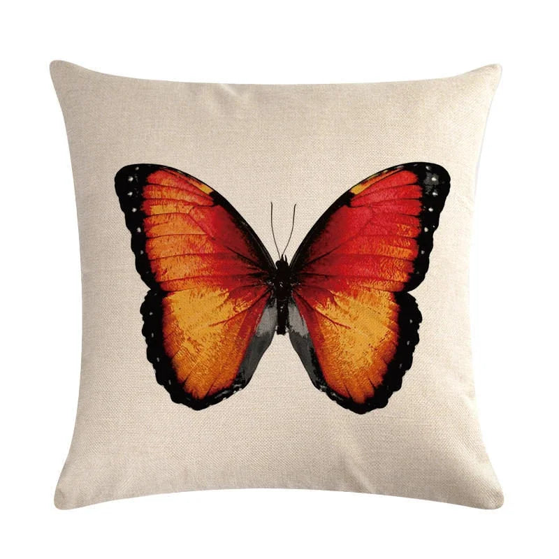 Butterfly Cotton Linen Throw Pillow Cover for Home & Car Decor - Axyaa