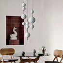 Axyaa White Glass Beads LED Pendant Chandelier - Round Ball Hanging Fixture
