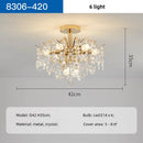 Axyaa Luxury Gold Crystal Ceiling Light Chandelier with LED Bulbs for Bedroom Decor