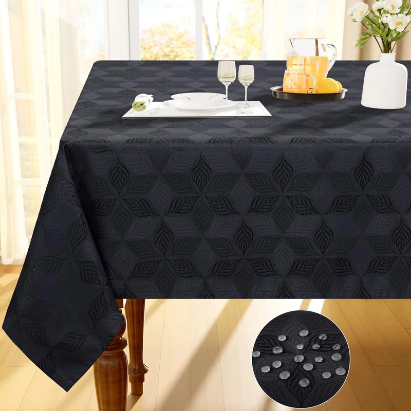 Axyaa Jacquard Leaf Flower Polyester Tablecloth Grey