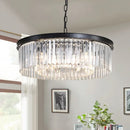 Axyaa Retro Gold Black Metal Crystal Pendant Lights with Chain Hanging, LED Suspension Lamp