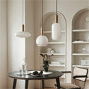 Axyaa White Glass Pendant Lamp – Elegant LED Hanging Lighting
