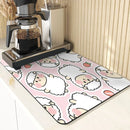 Axyaa Non-Slip Absorbent Kitchen Counter Mat - Cute Animal Design Mats