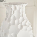 Axyaa White Porcelain Honeycomb Ceramic Vase with Artificial Flowers