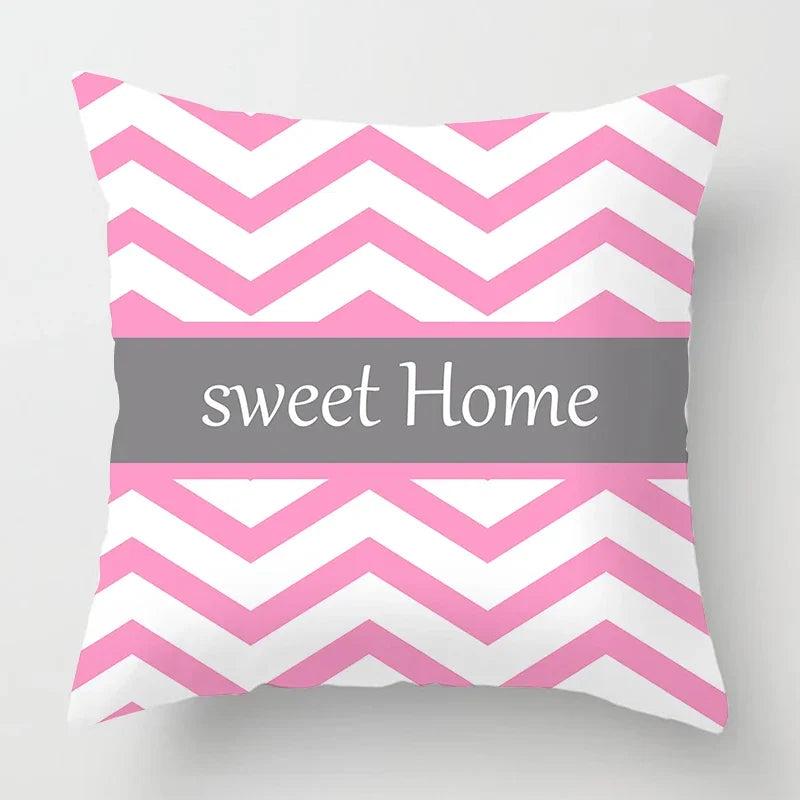 Axyaa Nordic Pink Sweet Home Sofa Cushion Cover, Cozy Living Room Decor