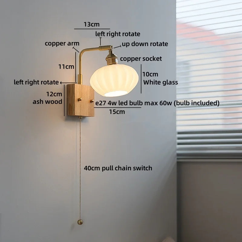Axyaa White Ceramic LED Wall Lamp, Warm Light, Nordic Modern Round Flower Shade