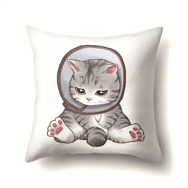 Cute Cat Cushion Cover by Axyaa: Cartoon Pets Pillow Case for Home Sofa Decor