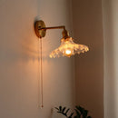 Axyaa Retro Copper Glass LED Wall Lamp with Pull Chain Switch for Living Room