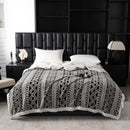 Axyaa Geometric Jacquard Throw Blanket: Double-Sided Soft Coral Fleece Bed Cover