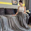 Axyaa Yarn-Dyed Milk Fleece Thickened Blanket Cozy Office Nap Student Cover