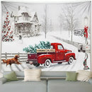 Snowman Car Winter Tapestry for Christmas Day Party Decor by Axyaa