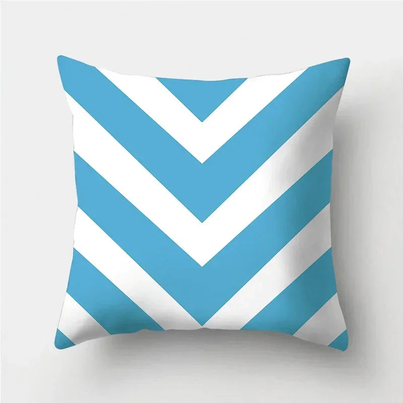 Axyaa Blue Geometric Pattern Cushion Cover for Living Room Sofa Decoration