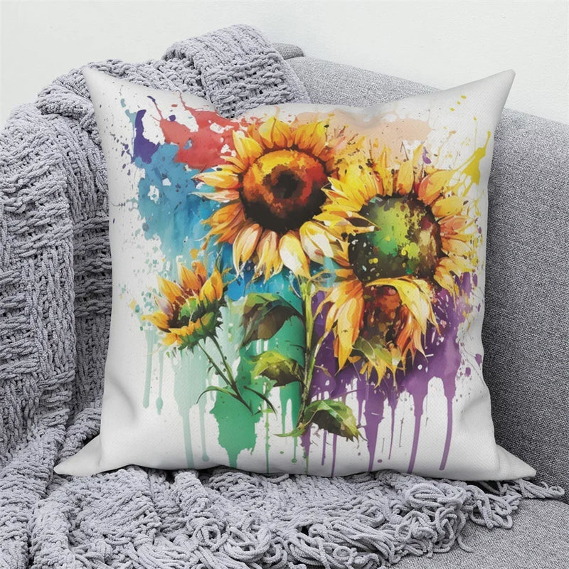 Sunflower Decorative Pillow Cover by Axyaa | Sofa, Car, Living Room Decoration