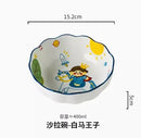 Axyaa Ceramic Cartoon Salad Bowl: Cute, High Aesthetic Small Bowl for Air Fryer