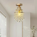 Axyaa Gold Crystal Ceiling Light Fixture, E27 Bulb Base, Ideal for Corridor, Lobby, Kitchen