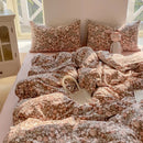 Axyaa Korean Floral Bedding Set 2025: Washed Cotton Duvet Cover, Girls Bedding Sheet Sets