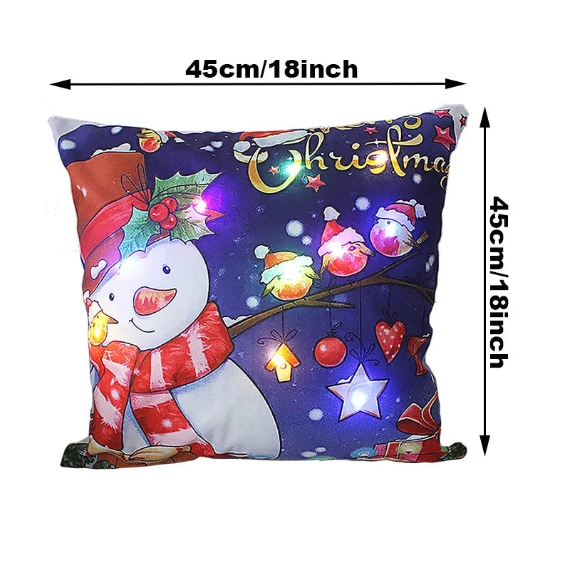 Axyaa LED Christmas Pillow Cover for Festive Holiday Decor
