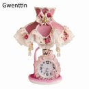 Axyaa Modern Princess Table Lamp with Clock for Children Bedroom Home Decor