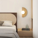 Axyaa Modern LED Stone Wall Light Fixture White Glass Globe Yellow Travertine