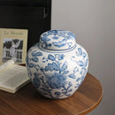 Axyaa Blue & White Porcelain Vase Ornaments for Entryway, Living Room, Study