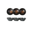 Axyaa Ceramic Triple Grid Sauce Bowl for Hot Pot Sushi Barbecue Seasoning
