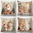 Axyaa Christmas Pillow Cover Set for Home Sofa Decor - Santa Claus & Snowman Theme