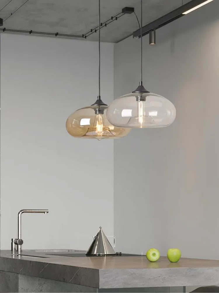 Retro Glass Chandeliers Industrial Pendant Lights by Axya: Stylish Lighting for Home & Cafe