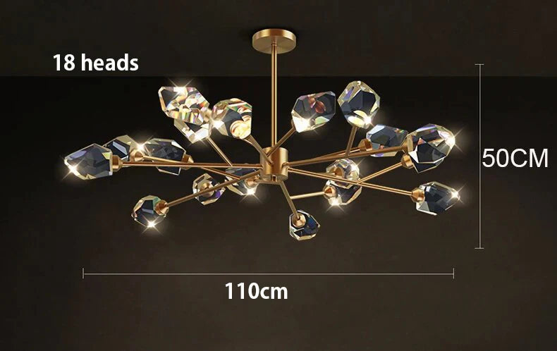 Axxya Crystal Chandelier: Luxury Living Room & Bedroom Pendant Light
