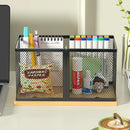 Axyaa Iron Pen Holder Desktop Organizer Student Stationery Box Metal Office Supplies