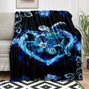 Axyaa Blue Sea Turtle Bohemian Animal Print Throw Blanket - Soft Sofa Couch Bed Decor
