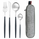 Axyaa Stainless Steel Travel Cutlery Set with Case - Knife Spoon Fork