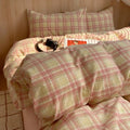 Axyaa Nordic Pink Stripes Cotton Duvet Cover 150x200 Girl's Room Comforter Set