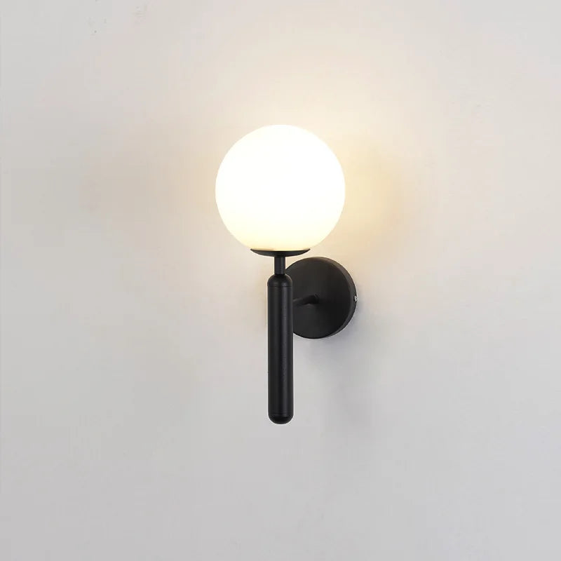 Axyaa Nordic Modern LED Glass Wall Lamp Black Sconce for Bedroom Decoration