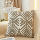 Axyaa Fern Leaves Embroidery Pillow Cover 45x45cm Blue Yellow Grey Square Decor