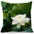 Pink White Lotus Pattern Square Cushion Cover 45X45CM by Axyaa