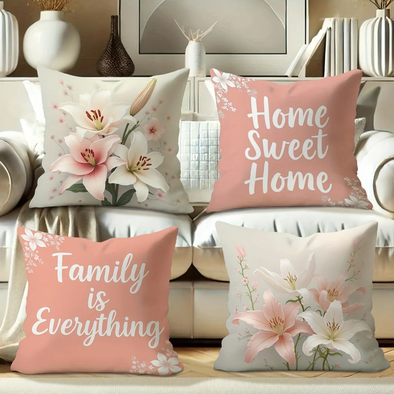 Velvet Pillow Covers with Inspirational Quotes in Soft Pink & White - Axyaa Brand
