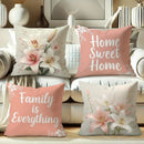 Velvet Throw Pillow Covers with Quotes & Floral Designs - Soft Pink & White - Axyaa