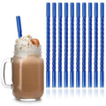 Axyaa Pink Glass Straw Set of 10 - Reusable Eco-Friendly Bubble Tea Smoothie Straws
