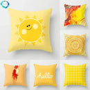 Yellow Giraffe Design Throw Pillow Cover for Home Decor by Axyaa