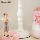 Axyaa Lace Table Lamp Wood Stand Light for Girls' Room Bedside Modern Desk Home Deco