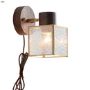 Axyaa Clear Glass LED Wall Light Fixture Walnut Wood Bedside Lamp Nordically Modern