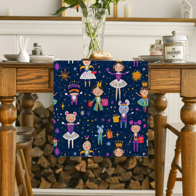 Axyaa Christmas Cartoon Table Runner Farmhouse Decor for Dining Table